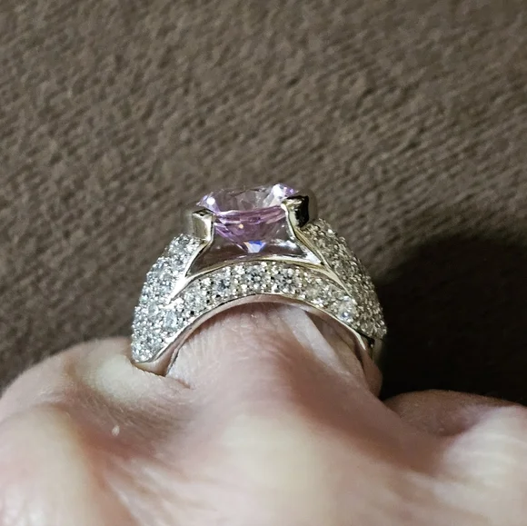 Victoria Wieck Pink Sapphire & Diamond Simulant Sterling Silver Ring Sz 6. - Picture 8 of 11